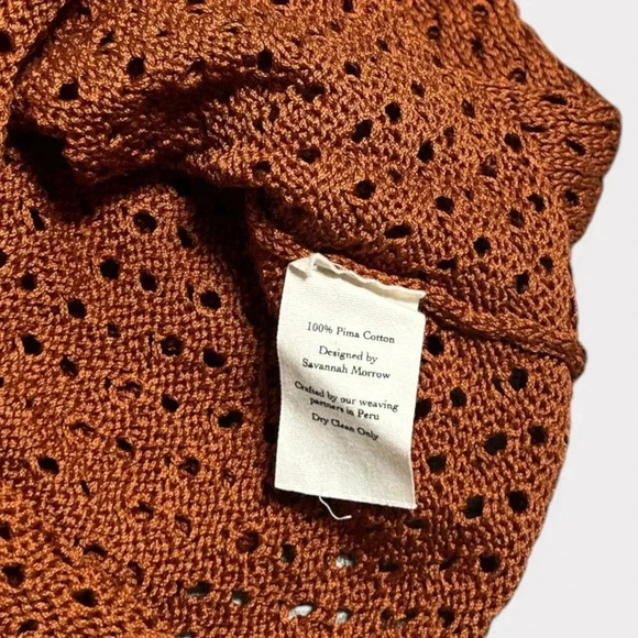 Savannah Morrow Winona Open Knit Pima Cotton Midi Dress in Terracotta Size XS - Picture 9 of 9